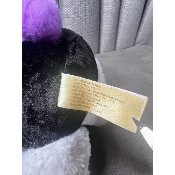 MTY International Panda Bear Plush Purple Black Bow Stuffed Animal Toy 10 Inch - Picture 9 of 11